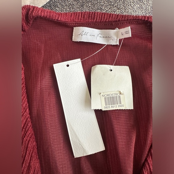 NWT Nordstrom All in Favor Dress Sz Large - Cranberry Crinkle Red Party Midi - Picture 10 of 11